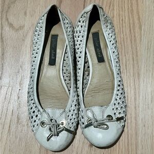 Pilar Abril Ivory Leather Woven Flats 7.5